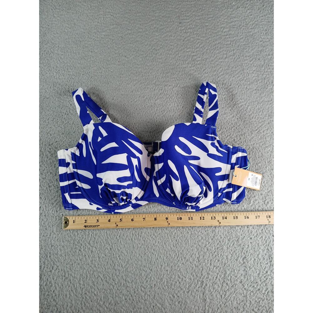 Kona Sol Swimsuit Womens 1X (17-18) Blue Bikini Padded Underwire High Waist NWT - Picture 6 of 14
